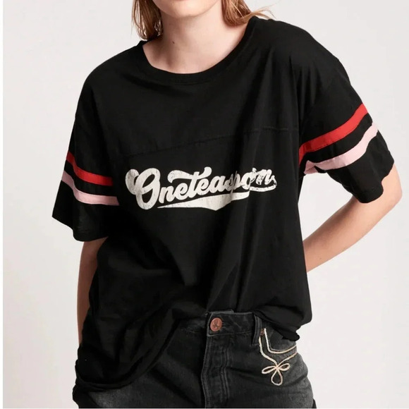 One Teaspoon NWT Loho Sport Tee Washed Black XS Oversized SOLD OUT ONLINE - Picture 1 of 5